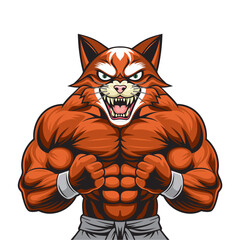 cat mascot vector illustration muscular cat design © sugeng