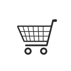 Minimalist Shopping Cart icon on transparent background