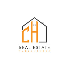 initial monogram logo for real estate With home shape creative design.
