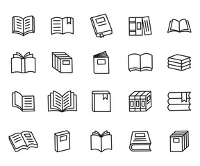 Book icons set, logo isolated on white background, vector illustration.