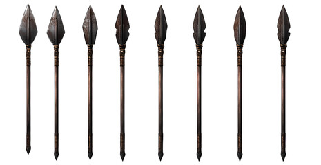  Set of medieval arrows, a weapon isolated on a transparent background