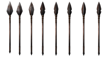  Set of medieval arrows, a weapon isolated on a transparent background