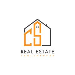 initial monogram logo for real estate With home shape creative design.
