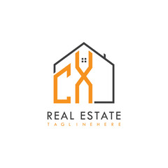 initial monogram logo for real estate With home shape creative design.
