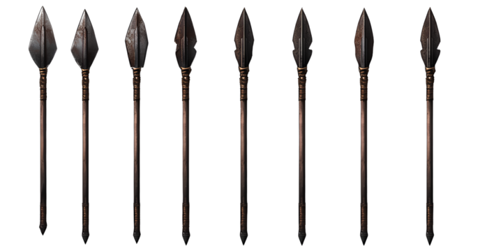  Set of medieval arrows, a weapon isolated on a transparent background - Powered by Adobe