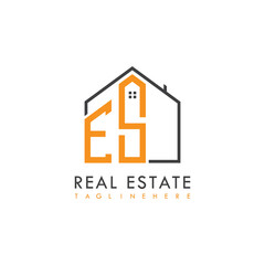initial monogram logo for real estate With home shape creative design.
