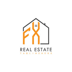 initial monogram logo for real estate With home shape creative design.
