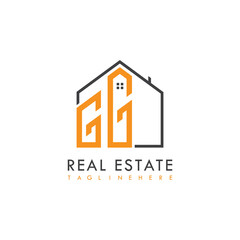 initial monogram logo for real estate With home shape creative design.
