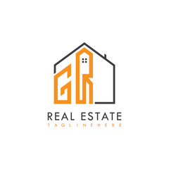 initial monogram logo for real estate With home shape creative design.
