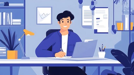 bussinessman signing, man signing his first contract with a company at office. represents professional growth, career milestones, and business success, ideal for corporate branding, career development