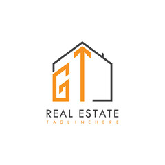 initial monogram logo for real estate With home shape creative design.
