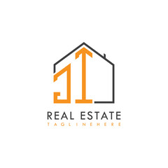 initial monogram logo for real estate With home shape creative design.
