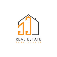 initial monogram logo for real estate With home shape creative design.
