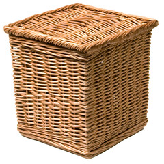 A brown basket with a lid on top