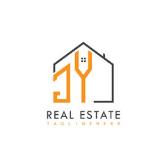 initial monogram logo for real estate With home shape creative design.
