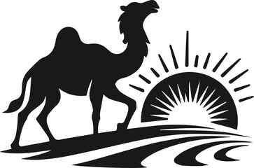 Fototapeta premium Black vector of a camel animal silhouette