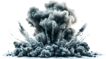 A large cloud of smoke and debris is in the air