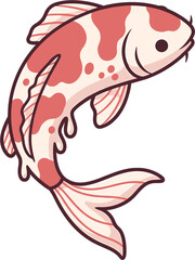 Koi Fish's Elegant Pattern: A single, exquisitely rendered koi fish gracefully swims through the water, its vibrant colors and flowing form a testament to the beauty of the aquatic world.