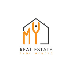 initial monogram logo for real estate With home shape creative design.
