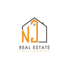 initial monogram logo for real estate With home shape creative design.
