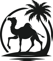 Fototapeta premium Black vector of a camel animal silhouette