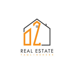 initial monogram logo for real estate With home shape creative design.
