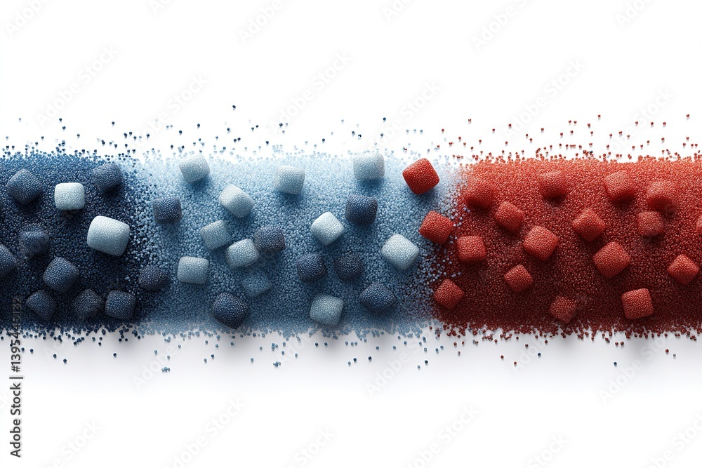 Poster granules of different colors create a striking visual display representing artistic creativity in a 