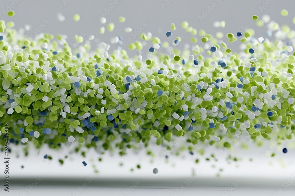 Poster colorful particles display dynamic movement in a vibrant abstract setting