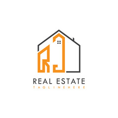 initial monogram logo for real estate With home shape creative design.
