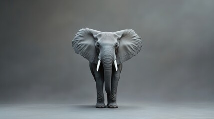 Majestic elephant, studio pose, grey background, wildlife conservation