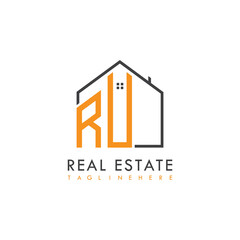 initial monogram logo for real estate With home shape creative design.
