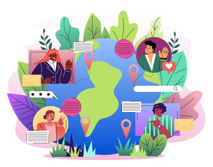 Fototapeta premium Global online communication concept. Vector illustration