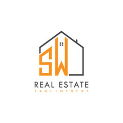 initial monogram logo for real estate With home shape creative design.
