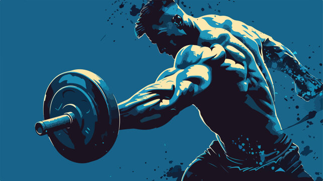 Professional Silhouette of Muscular Arm Holding Disc Weights Vector Illustration