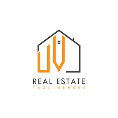 initial monogram logo for real estate With home shape creative design.
