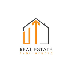 initial monogram logo for real estate With home shape creative design.
