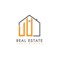 initial monogram logo for real estate With home shape creative design.
