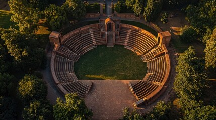 Fototapeta premium Aerial View of the Roman Theatre in Augusta Treverorum