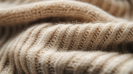 A soft, beige knitted fabric with a close-up showing the texture.