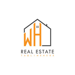 initial monogram logo for real estate With home shape creative design.
