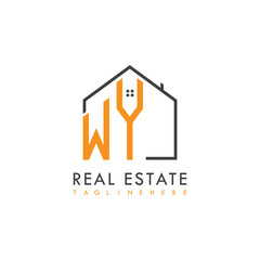 initial monogram logo for real estate With home shape creative design.
