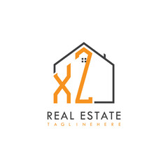 initial monogram logo for real estate With home shape creative design.
