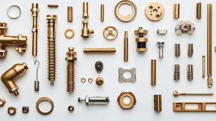 Neatly arranged plumbing components, showcasing precision and organization in design.
