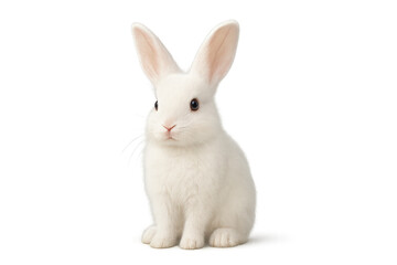 Obraz premium Adorable White Rabbit Sitting Calmly on a Soft White Surface