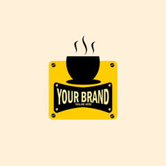 coffee cup logo emblem with yellow background