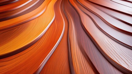 Abstract wood paneling with dynamic curves.  Complex, layered, and flowing design, showcasing rich colors.  A modern, decorative wood surface