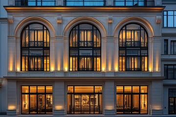 Photo of the exterior of premium hotel in Vienna, which is located on top floor and has an arched window