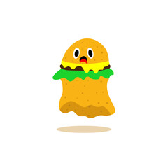 cute combination illustration of burger and ghost logo