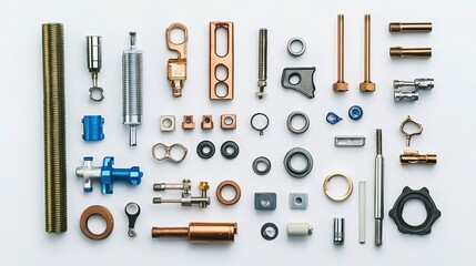 Neatly arranged plumbing components, showcasing precision and organization in design.
