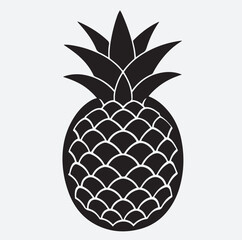 Obraz premium freshly picked pineapple silhouette vector art illustration, vector illustration of pineapple